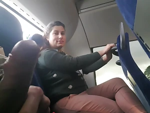 Voyeur tempts Mummy to Gargle&Jerk his Cock in Bus