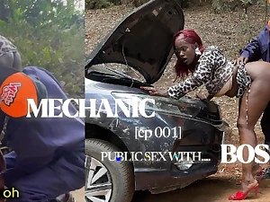 Watch how mombasapornstar gets her big ass drilled by a lucky mechanic in public